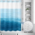 thumbnail image 4 of No Hook Shower Curtain with Built-in Rings - Sky Blue White Brush Stroke Textured Washable Waterproof Fabric Bathroom Curtains for Hotel,Rentals, 60 X 72 Inch Long , Abstract Modern, 4 of 9