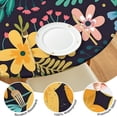 thumbnail image 4 of Round Tablecloth with Elastic Edge and Floral Pattern, Water-Resistant Polyester Cover for Indoor and Outdoor Tables, Fits 44-52 Inch, 4 of 7