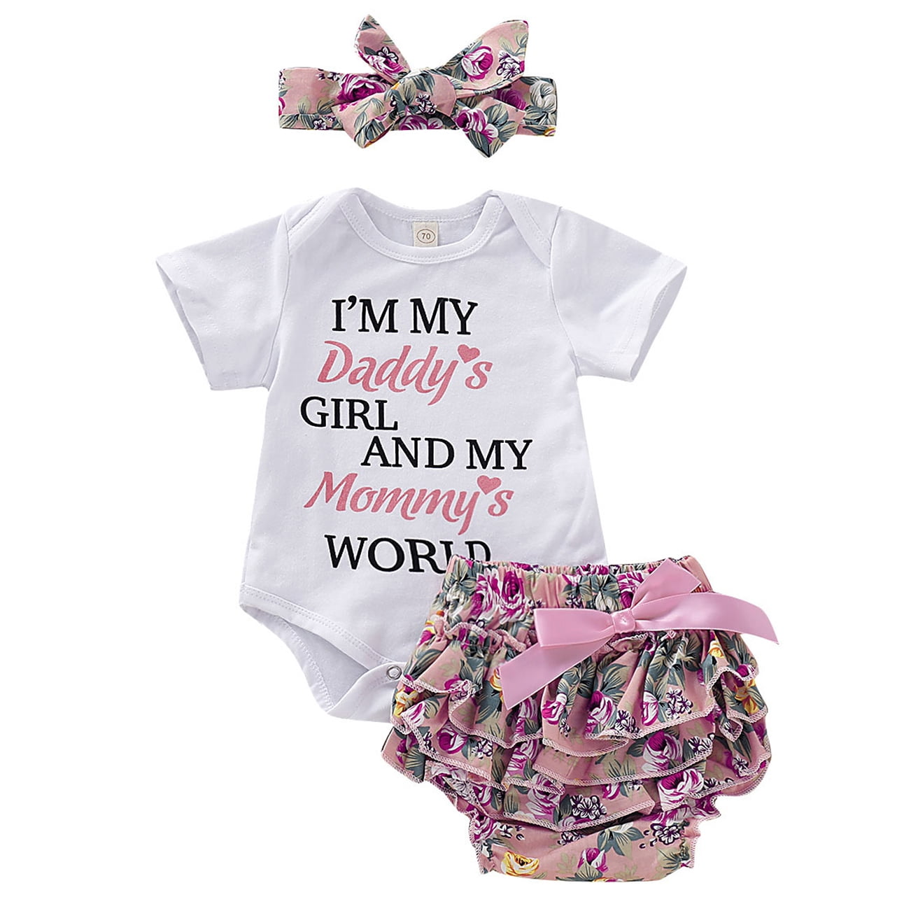 2Pcs/Set Newborn Baby Girls Summer Outfit Daddy Mommy Romper Bodysuit+Tutu Skirt Clothes