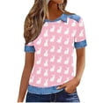 thumbnail image 4 of Mifsaly Waffle-Knit Easter Shirts for Women Floral and Cute Animal Printed T-Shirts Collared Short Sleeve Casual Tops Happy Festival Basic Tee XL, 4 of 6