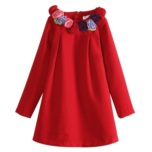 Richie House Little Girls Red Rosette Collar Smock Dress 2