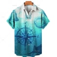 thumbnail image 2 of Camisa hawaiana retro unisex para hombre, camisa de talla grande, camisa retro con estampado 3D de velero y brújula marina, camisetas holgadas de manga corta para hombre, 2 of 5