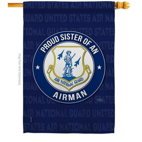 Breeze Decor H108579-BO Air Force Proud Sister Airman House Flag Armed Forces National Guard 28 x 40 in. Double-Sided Decorative Vertical Flags for Decoration Banner Garden Yard Gift