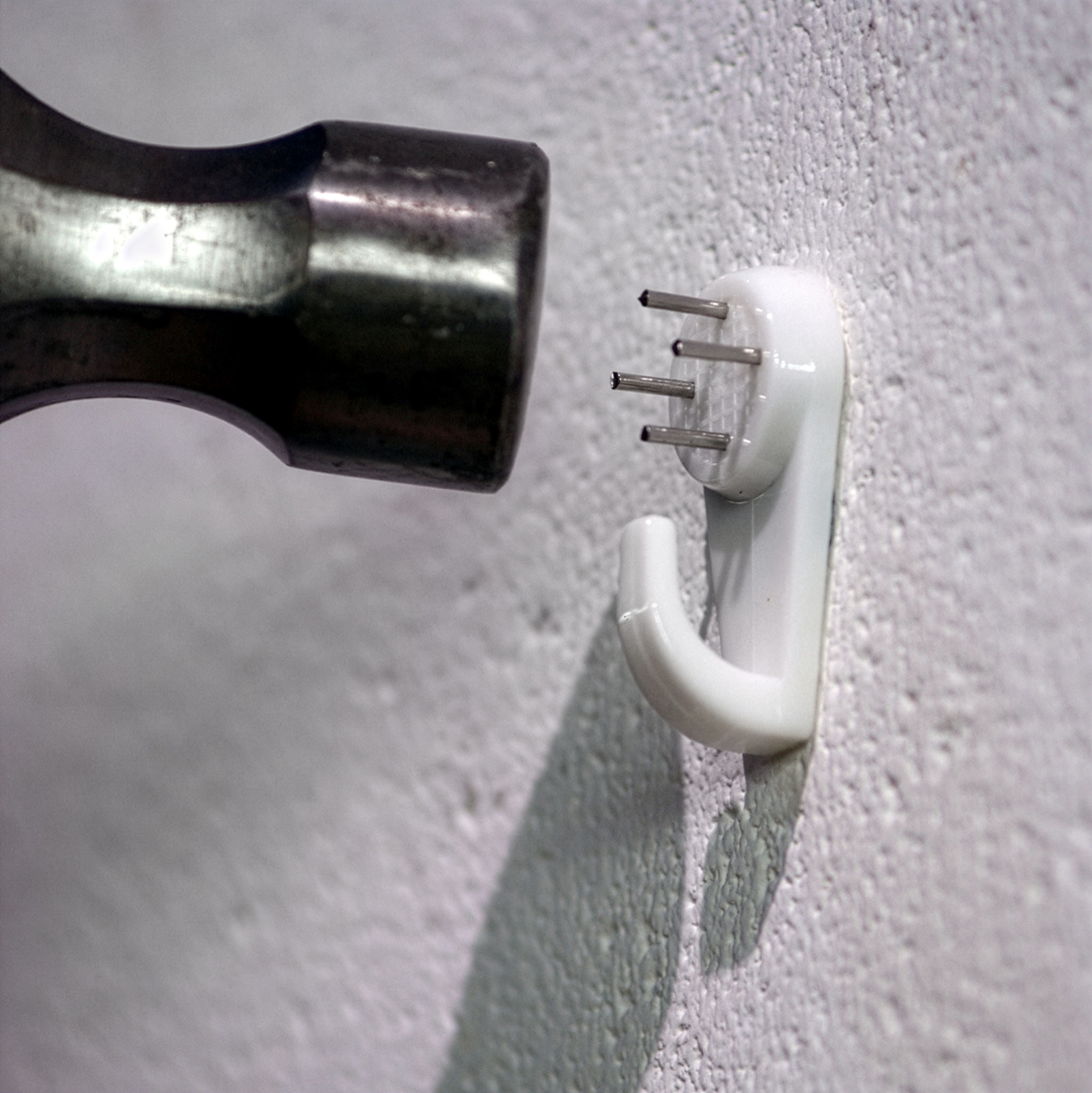 OOK Wall Grip, Hard Wall Hangers, Steel, White, 25LB, 3 Pieces