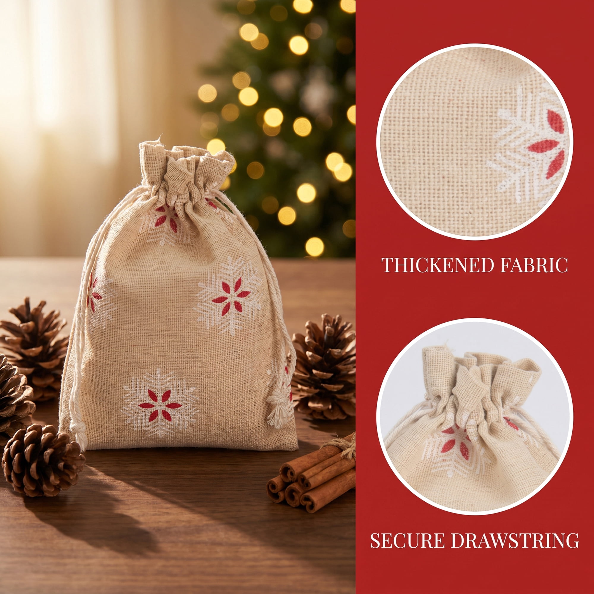 Unique Bargains Drawstring Gift Bags with Handles for Occasions Snowflake 5.1" x 7.1"