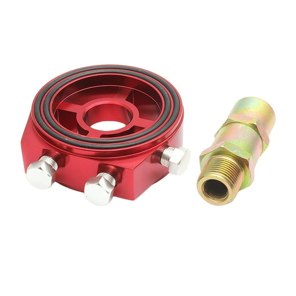 Vehicle Oil Filter Sandwich Gauge Sandwich Plate Adapter Replacement Universal, Improve Cooling Effect And Improve Power Performance, , Red