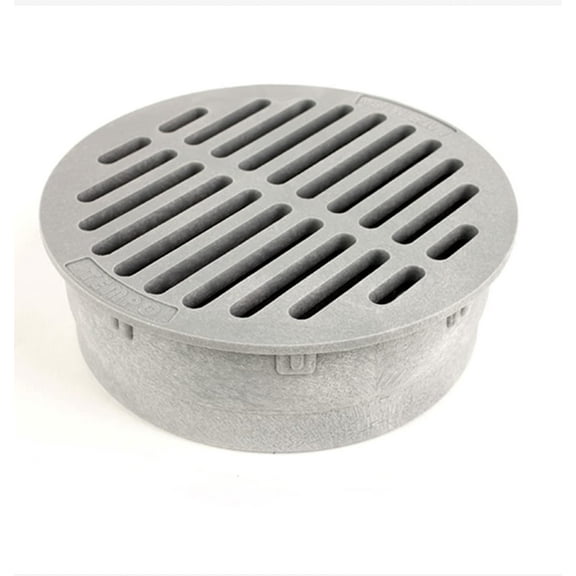 Premium USA Made 6" Inch Outdoor Round Flat Drain Grate Cover - Fits All 6" Inch Sewer & Drain Pipe / Fittings, Also Fits Triple Wall Pipe & Corrugated Landscape Pipe 6" (GREY)