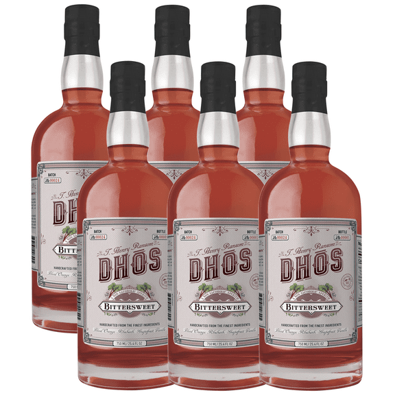 Dhos Handcrafted Non-Alcoholic Bittersweet Liqueur Aperitif 6 Pack - Keto-Friendly, Zero Sugar, Zero Calories, Zero Proof - 750 ML - Perfect for Mocktails