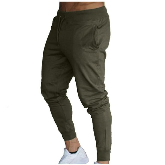 Lilgiuy Men Casual Solid Tight Fitting Elastic Waist Pockets Fitness Sport Pants Pants Breathable Athletic Fishing Active Joggers Pants