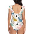 thumbnail image 5 of Xecao Cute Dinosaurs print Ruffle One-Piece Swimsuit for Women,for the Beach or Pool, 5 of 8