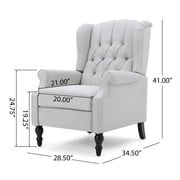 GDF Studio Elizabeth Contemporary Tufted Wingback Pushback Recliner, Light Gray and Dark Brown