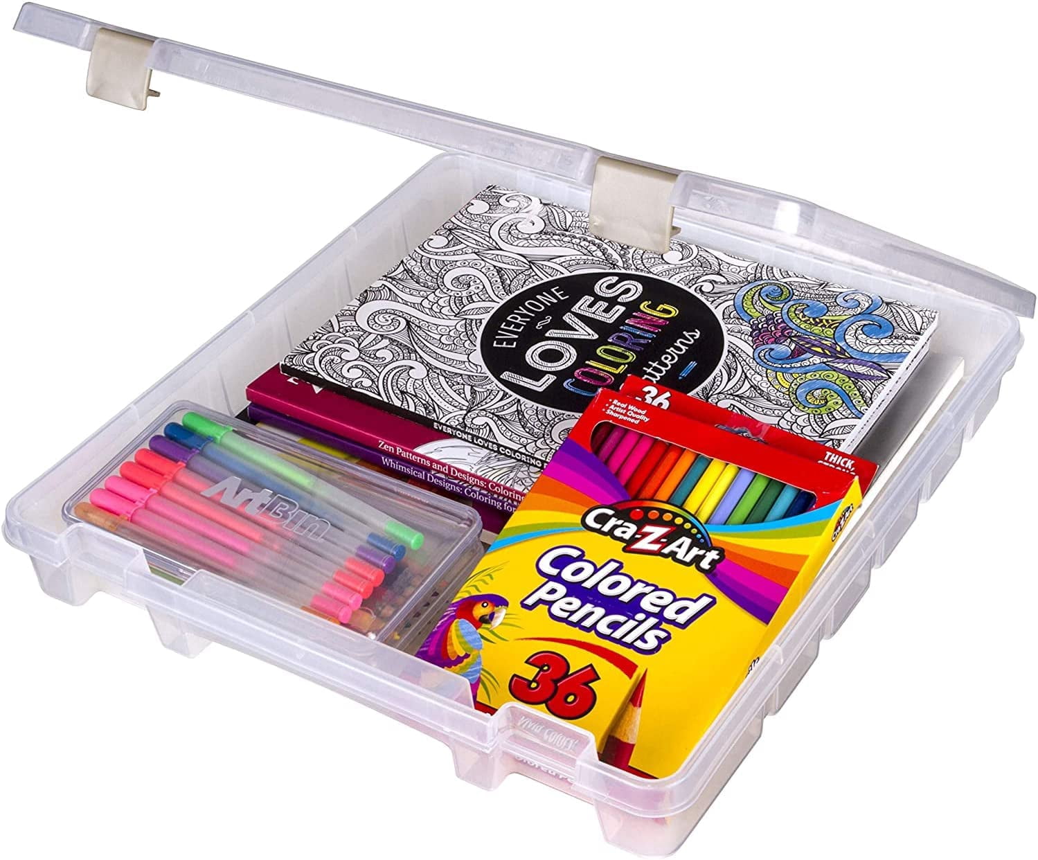 MHSIOAP-9100AB Super Satchel Slim 1 Open Compartment, Art & Craft Organizer, [1] Plastic Storage Case, Clear
