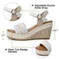 thumbnail image 3 of SHIBEVER Summer Wedge Sandals for Women Casual Ankle Strap Open Toe Dressy Espadrilles Platform Shoes White, 3 of 5