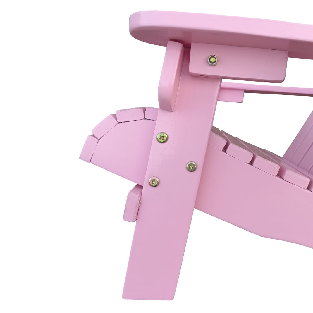 Wood Children Adirondack Chair,Ergonomic All-Weather Adirondack Chairs,Durable Toddler Chair for Outdoor,Garden,Lawn,Indoor,Pink