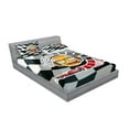 thumbnail image 2 of Ambesonne Emoji Fitted Sheet & Pillow Sham Set, Speed Lettering Car Racer, Calking, Red Grey and Marigold, 2 of 2