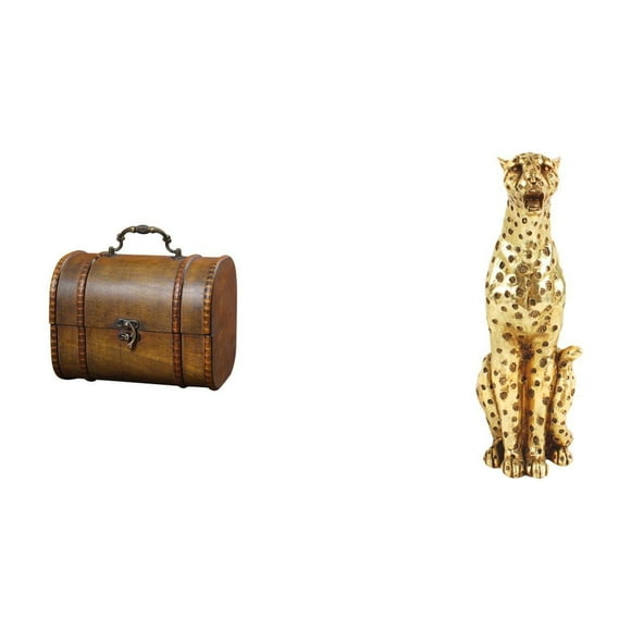 Joyero vintage de madera con figura de dorado. decorativo para guardar anillos y como centro de mesa.