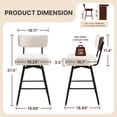 thumbnail image 3 of Modern Bar Stools, Counter Height Stools Set of 2 – Metal Legs, Ideal for Kitchen Island, Dining Room & Bar,Beige, 3 of 5