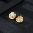 thumbnail image 5 of Mytys Pearl Stud Earrings Gold Dangle Faux Pearl Earring Jewelry Gifts for Women, 5 of 8