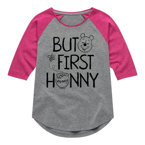 Winnie the Pooh - But First Honey - Toddler And Youth Girls Raglan Graphic T-Shirt