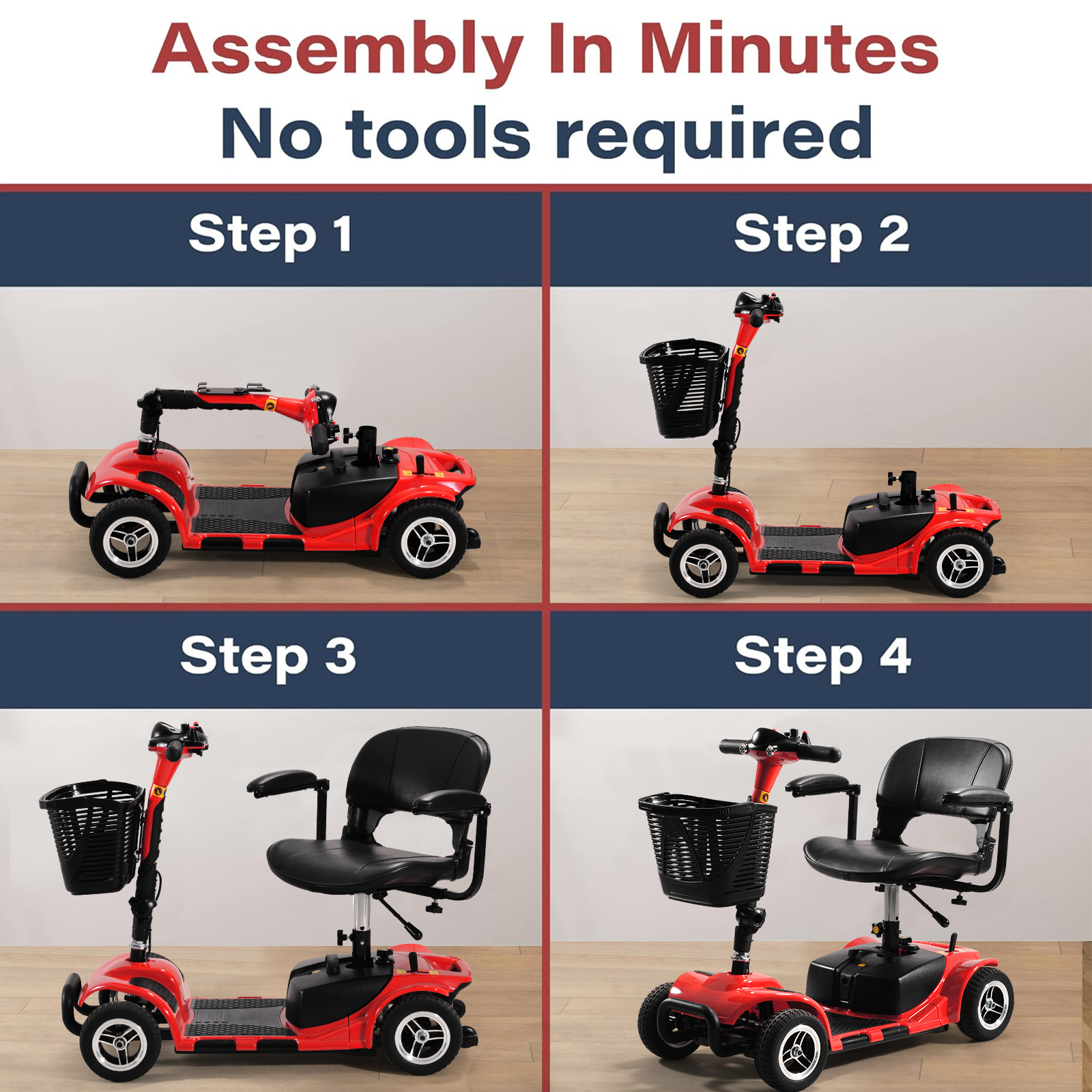 30 Miles Long Range 4 Wheel Electric Mobility Scooter with 350W Motor, Foldable Mobility Scooter for Adults/Seniors, 300LBS Capacity, Cup Holder, USB Port, Compact & Portable for Elderly, Silver