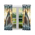 thumbnail image 2 of BSDHOME Crazy Shark Window Curtain Kitchen Curtain 26x39 inches (Two Pieces), 2 of 3