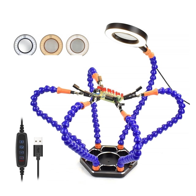 Multi Soldering Station Helping Third Hand 3X USB LED Magnifying Glass Lamp USB Fan For PCB Welding Repair Station Tool ,Easy to Use
