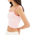 thumbnail image 2 of xiaxaixu Women's Basic Crop Cami Tops, Sleeveless Spaghetti Strap Contrast/Solid Color Camisole, 2 of 5