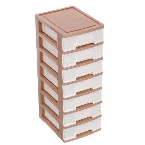 Milisten Plastic Storage Cabinet with Multi Layer Drawers Brown Desktop Organizer for Small Spaces