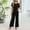 Black, variant on Women Pjs Sets Lace Short Sleeve Crew Neck Pant Sets Business Casual 2 Pc Womens Pajamas Lounge Set S