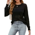 thumbnail image 6 of KelaJuan Women's Hollow Out Sweaters Long Sleeve Round Neck Solid Color Knit Pullover Jumper Tops, 6 of 6