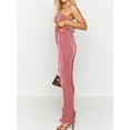 thumbnail image 3 of Faithtur Women’s 2 Piece Summer Outfits, Strapless Back Cutout Tube Tops + Wide Leg Pants Set, 3 of 9
