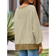 thumbnail image 4 of Women's Fall Oversized Sweatshirt Casual Waffle Knit Long Sleeve Crewneck Split Pullover Tunic Tops, 4 of 11