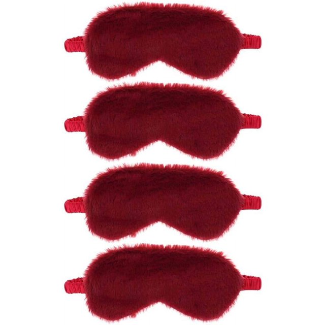 Paquete de 4 máscaras de felpa para dormir, suaves y cómodas, con los ojos vendados, para regalo de fiesta de pijamas, regalos de fiesta de cumpleaños, tela sedosa en la parte posterior, acogedora,