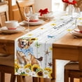 thumbnail image 3 of Spring Sunflower Dog Table Runner, Home Sweet Home Flower Bird Butterfly Wood Grain Cotton Linen Kitchen Table Decoration Washable Dining Tabletop Runners for Home Party Decor 13x48 Inches, 3 of 9