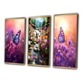 thumbnail image 3 of Designart "Pink Butterfly at Sunset IV" Animals Butterfly Framed Wall Art Set Of 3 - Pink Butterfly Frame Canvas Set For Living Room Decor, 3 of 6