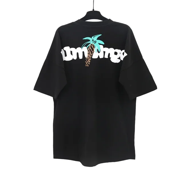 Camiseta de manga corta con cuello redondo para hombre y mujer, Camisa de algodón de alta calidad con estampado de viento, informal, Verano