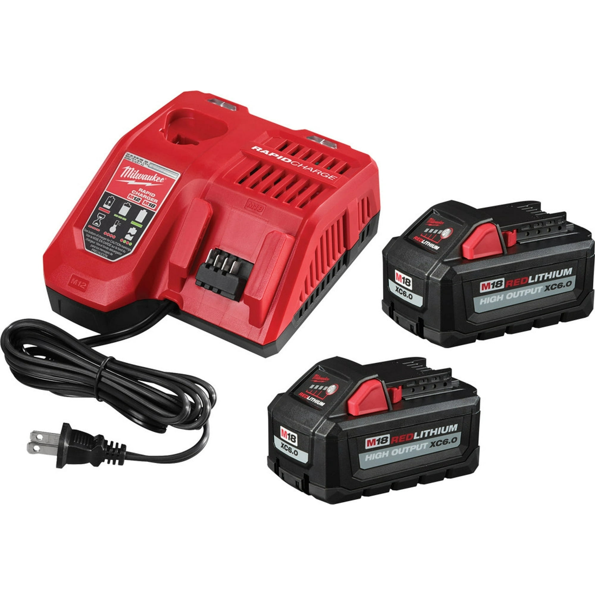 Milwaukee 48 59 1862SC M18 18V Lithium Ion High Output Starter Kit with 2 6.0 Ah Battery Packs and Charger Walmart