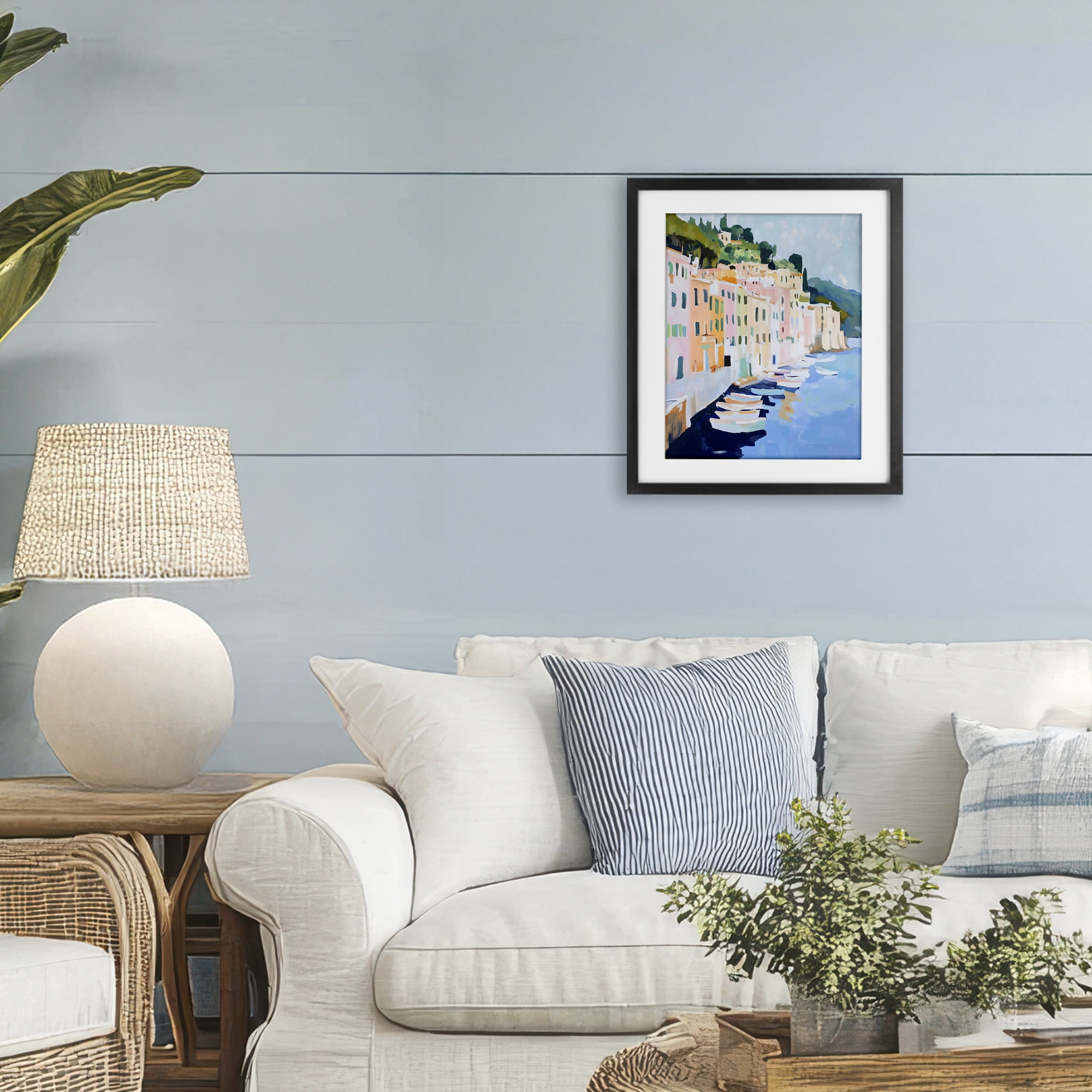 Stupell Industries Portofino Harbor View Black Framed Print Under Glass, design by The Prints Vibe