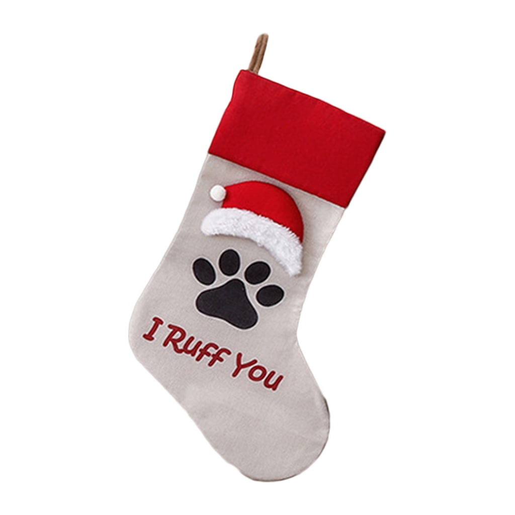 Pet Dog Cat Paw Christmas Stockings Big 18" Xmas Holiday Hanging Socks