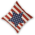 thumbnail image 2 of 4th of July Pillow Covers 18x18 Set of 2, Memorial Day Independence Day Throw Pillow Covers American Flag Patriotic Red Stripe Blue Star Outdoor Cushion Cases Linen Decorative for Couch Sofa, 2 of 6