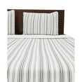 thumbnail image 4 of Ticking Stripe Ivory and Brown Cotton Queen Quilt Set, 4 of 7