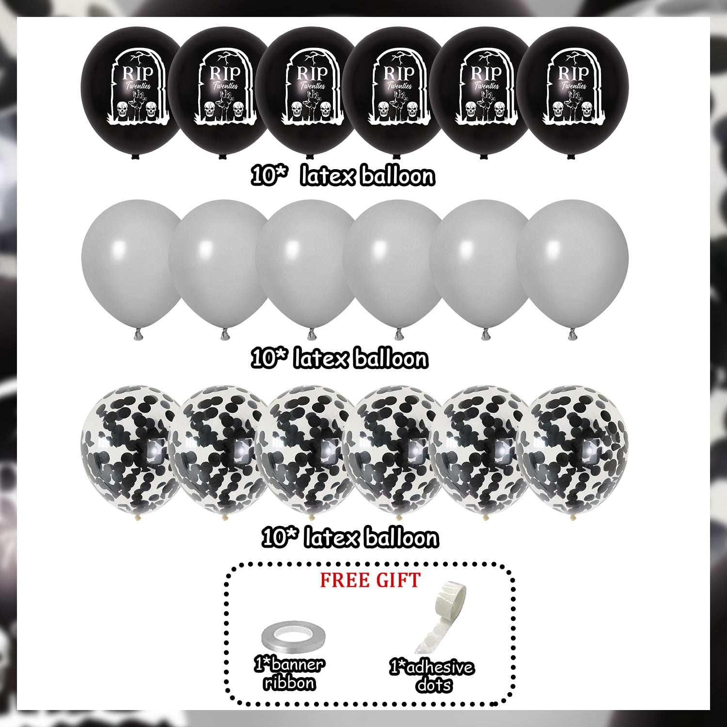 30Pcs Rip Twenties Birthday Balloons, 30th Birthday Party Supplies Death To My Twenties Birthday Decorations, Black Confetti Balloons for Women Funeral 30th Birthday Party Supplies