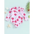 thumbnail image 2 of Bslissey Toddler Baby Girls One Piece Swimsuit Strawberry Print Long Sleeve Zipper Romper Swimwear 6M 12M 18M 24M 3T Infant Cute Summer Bathing Suit Beachwear, 2 of 9