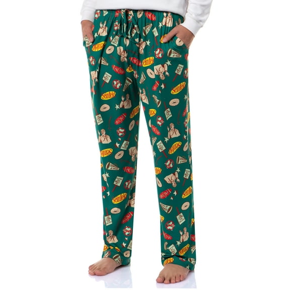 Seinfeld Adult Pajama Pants Festivus Yes! Bagels No! Christmas Holiday Tossed Print Sleep Loungewear For Men Women