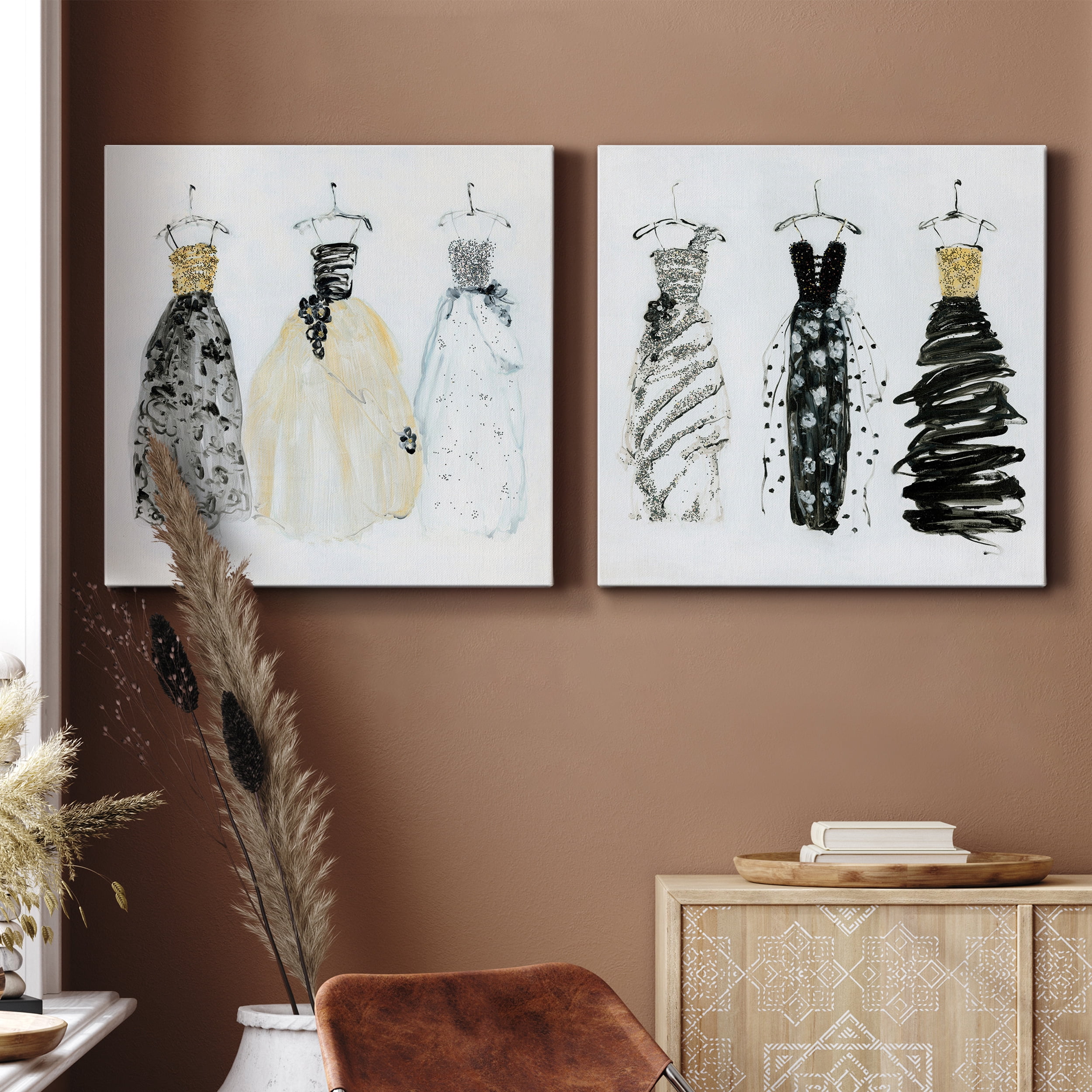 Bling Night Out I - Premium Gallery Wrapped Canvas - Ready to Hang Set of 2 - 40 x 40 Each