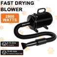 thumbnail image 4 of Hidpriva 2800W Dog Hair Dryer Quick Dry Noise Reduction Pet Hair Dryer Home Use Professional Stepless Adjustable Speed Spring Hose 4 Nozzles Dog Blow Dryer for Grooming with Heater, Black, 4 of 6