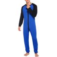 thumbnail image 5 of Joernso Men Jumpsuit O-neck Long Sleeve Hip Buttoned Front Closure One-piece Pajamas Warm Sleepwear Homewear, 5 of 8