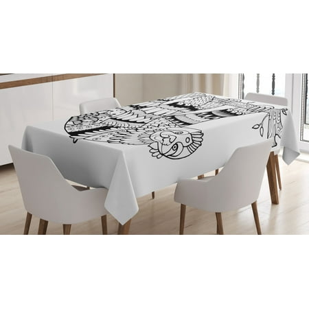 

Sloth Tablecloth Sloth Figure with Artistic Ornamental Details Tropical Animal in Ethnic Tribal Style Rectangular Table Cover for Dining Room Kitchen 60 X 84 Inches Black White by Ambesonne