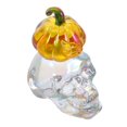 thumbnail image 2 of Crystal Skull Figurine Human Skull Head with Pumpkin Statue Halloween Collectible Sculpture for Desktop Bookshelf Fireplace, 2 of 3