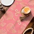 thumbnail image 3 of Ocean Conch Shell Table Runner 72 Inches, Coastal Seahorse Coral Bows Retro Pink Bed Runner Dresser Scarves Tabletop for Indoor Outdoor Parties/Ceremony/Banquet, 14" x 72", 3 of 9